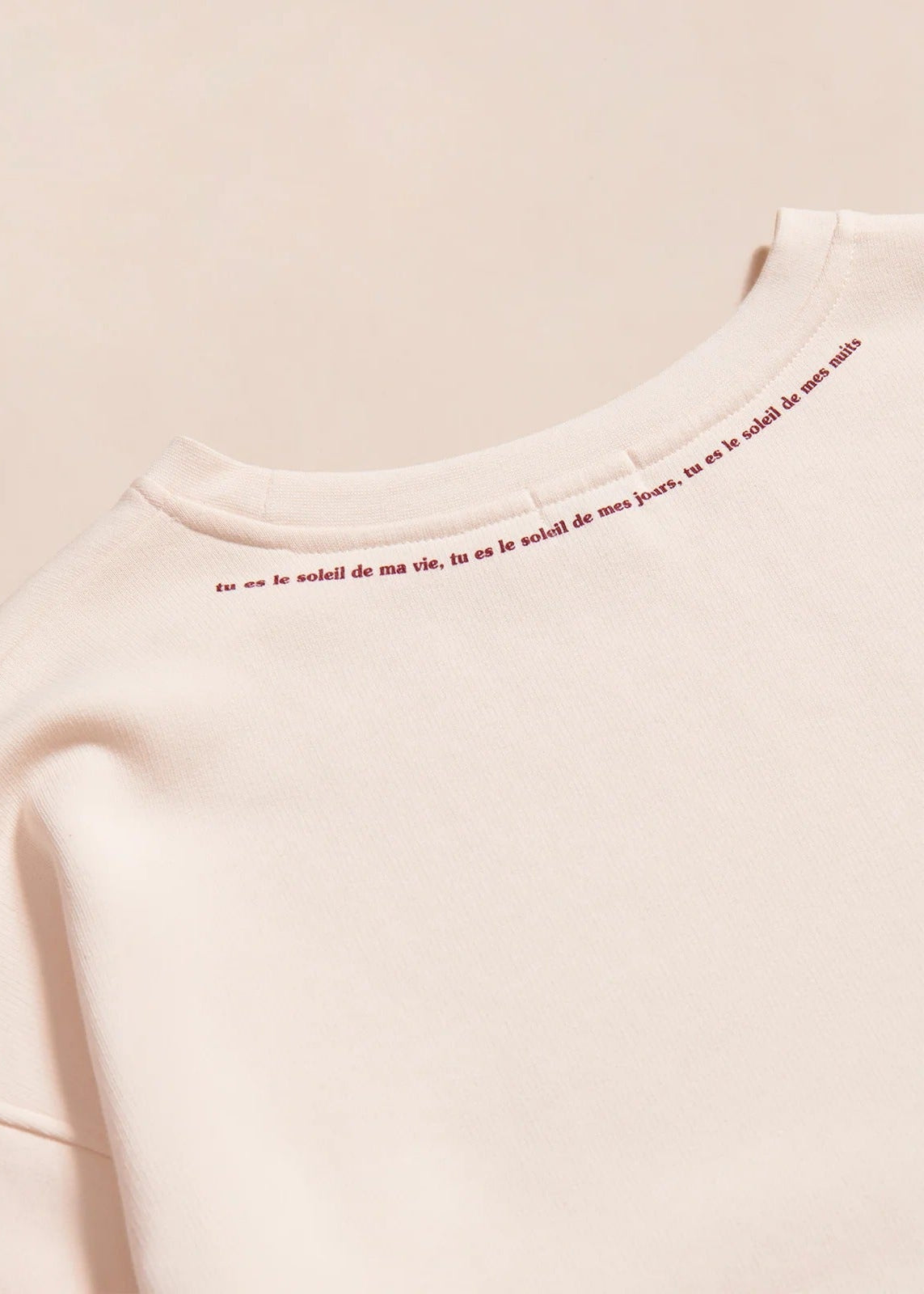Sweat brodé en coton bio | crème "sweat Cœur solaire femme avec coudières "