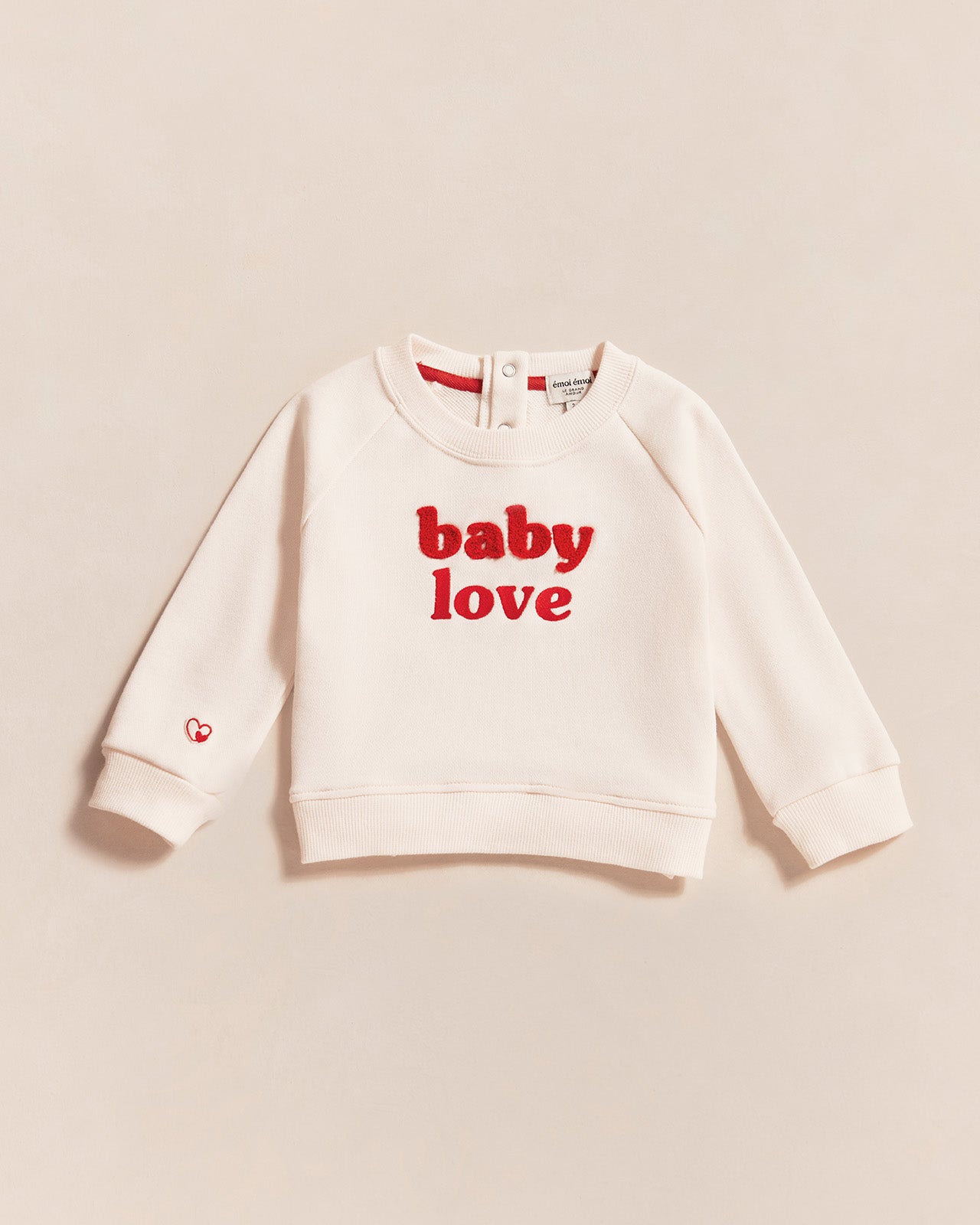 Sweat brodé en coton bio | Crème "baby love crème"
