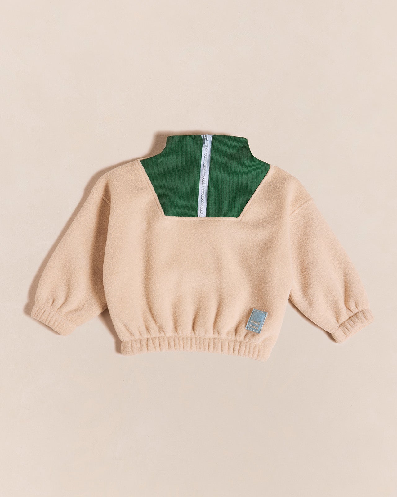Polaire col zippé en matière recyclé | Beige "sun latte"
