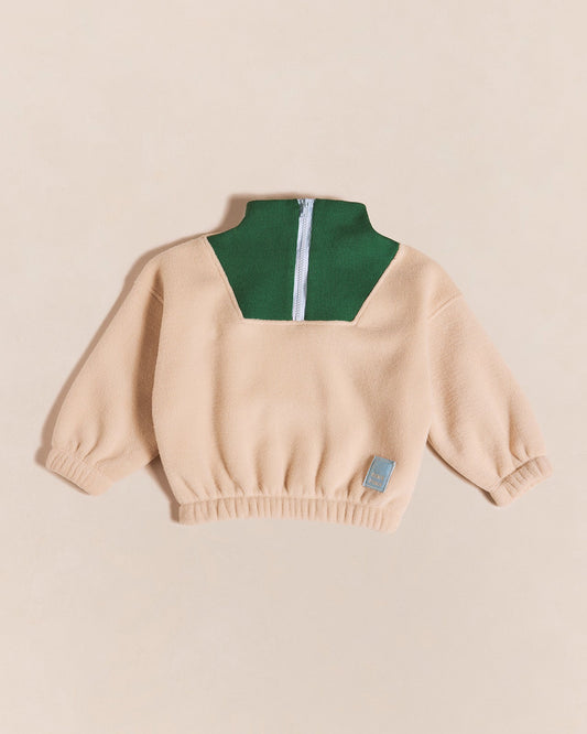Polaire col zippé en matière recyclé | Beige "sun latte"