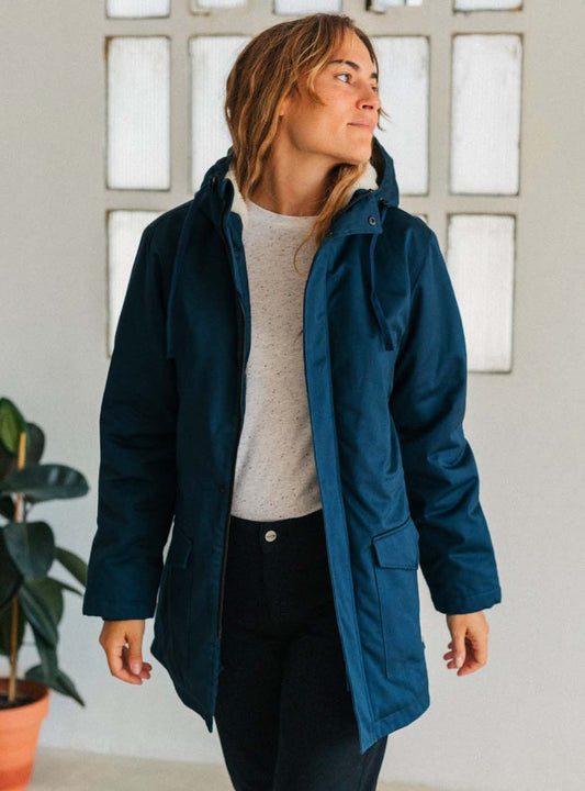 Parka doublée en coton bio | marine "pinta organic cotton parka navy nord"