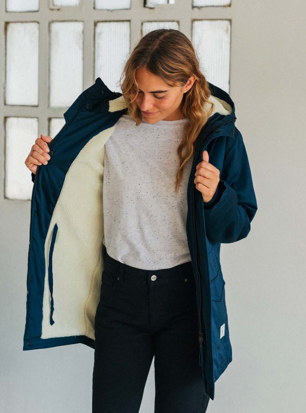 Parka doublée en coton bio | marine "pinta organic cotton parka navy nord"