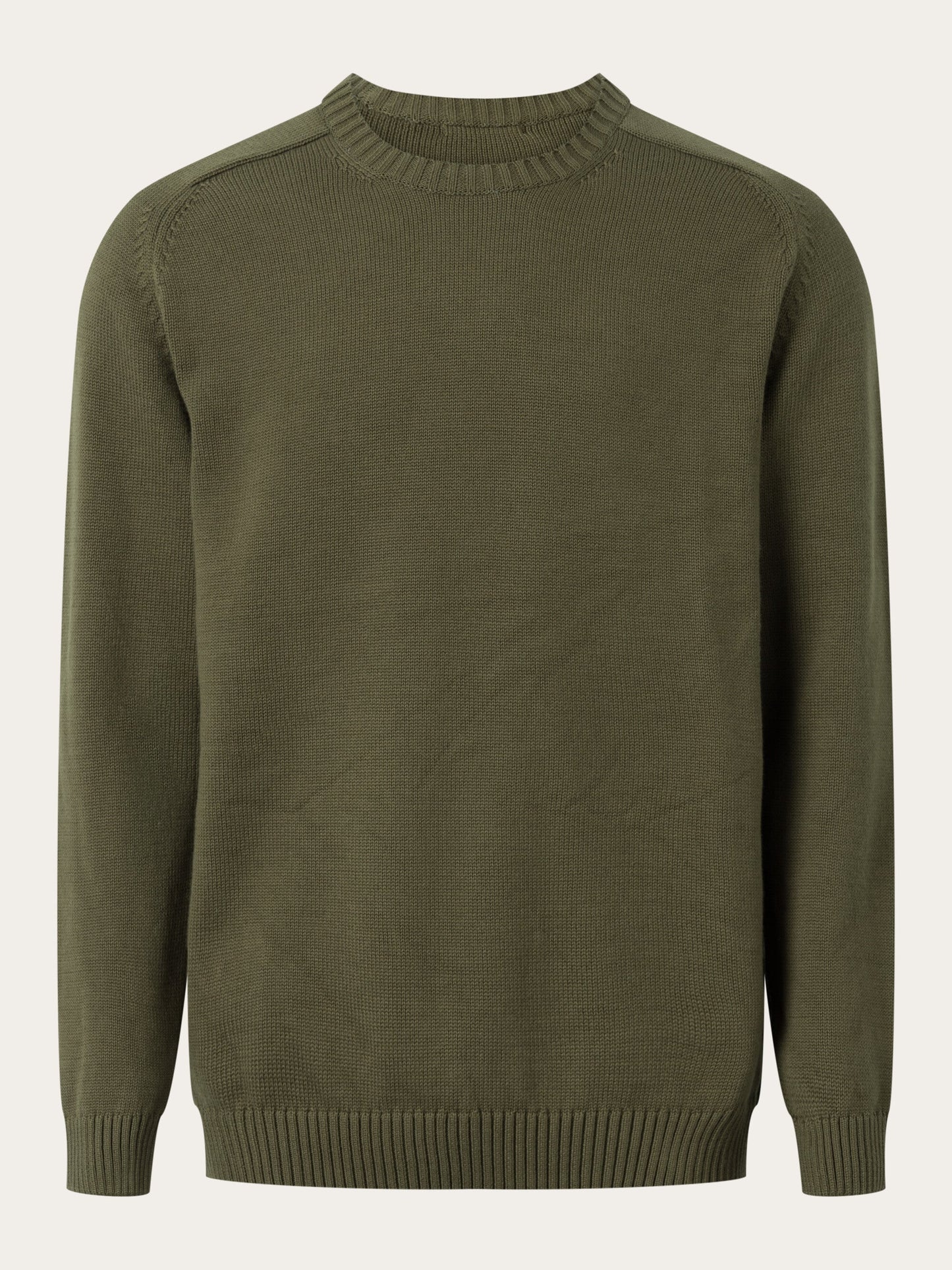 Pull en coton biologique | vert "plain knitted crew neck dark olive"