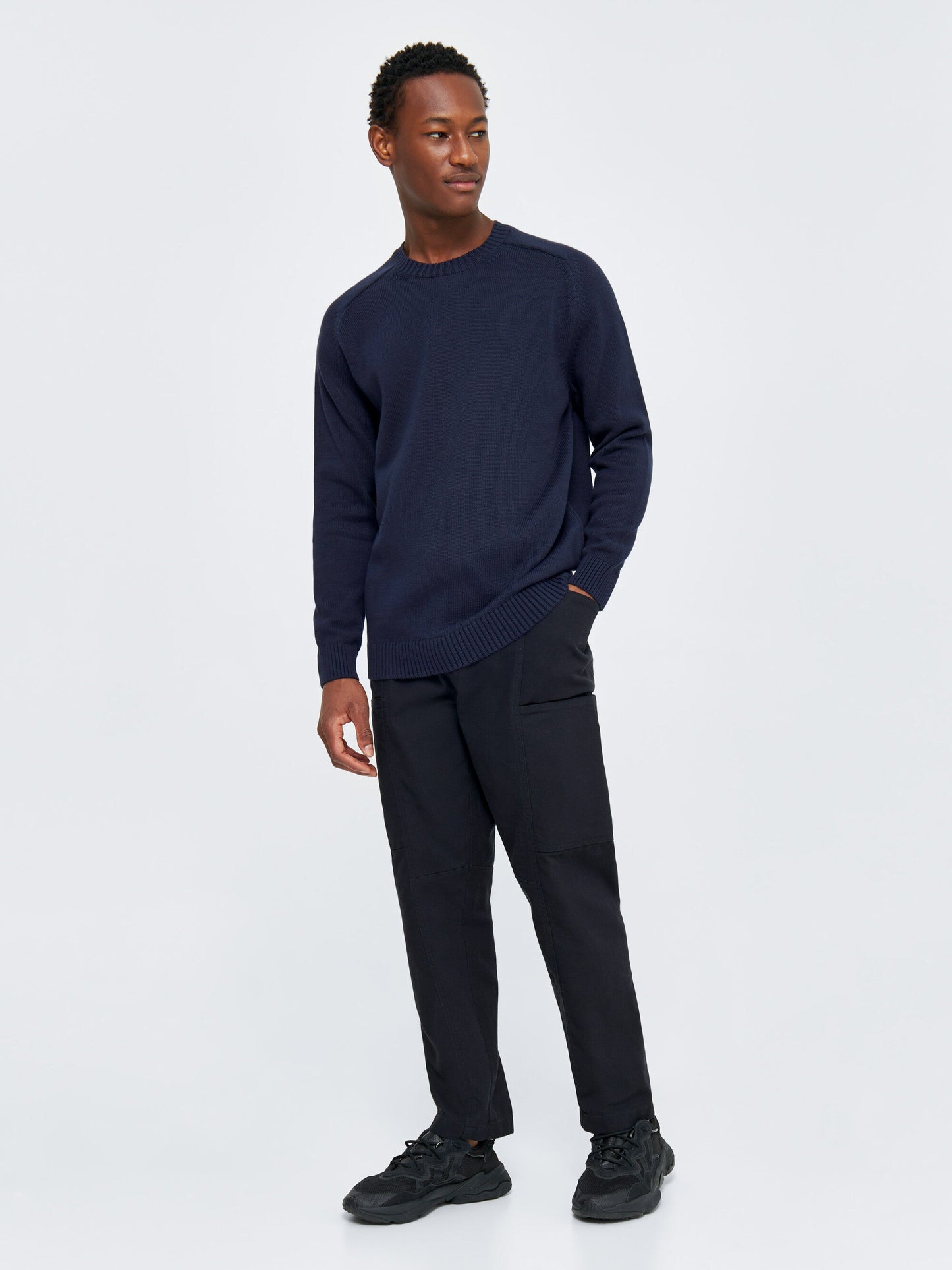 Pull en coton biologique | "plain knitted crew neck night sky"