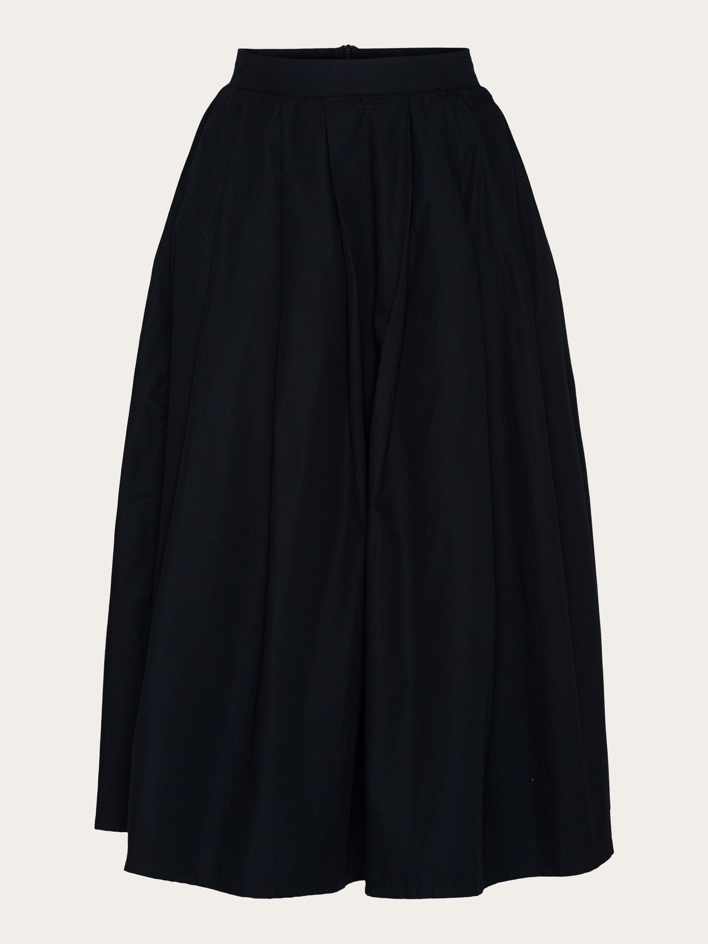 Jupe en coton biologique | noir "poplin pleated mid-length skirt - black jet"