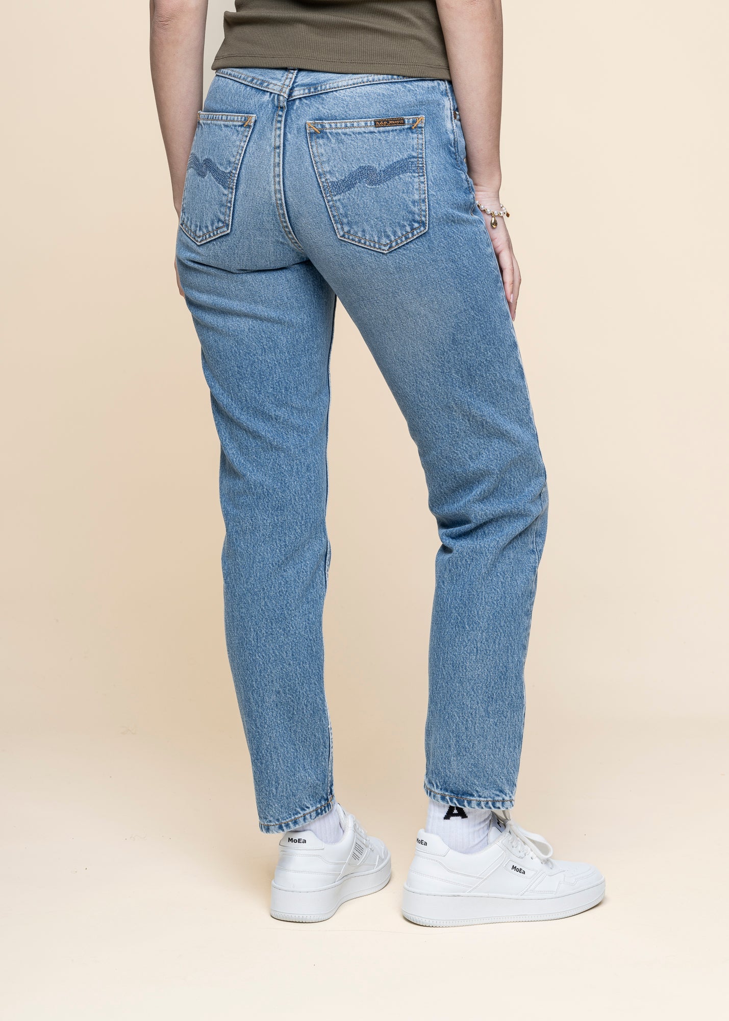 Jean mom en coton biologique | bleu "breezy britt blue rebel - blue rebel"