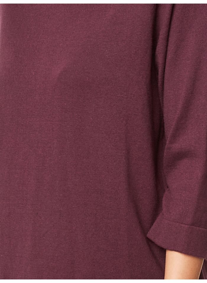 Pull bordeaux en coton bio et laine