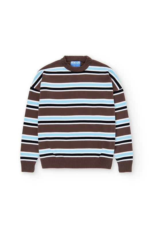 Pull en coton bio | rayé marron bleu "Jersey bright brown - bright-brown" | Bright-brown