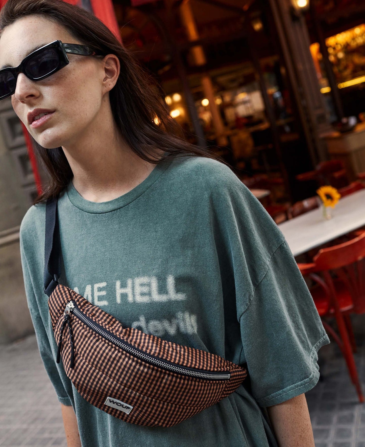 Banane à carreaux matelassée en recyclé | 'camille waistbag'