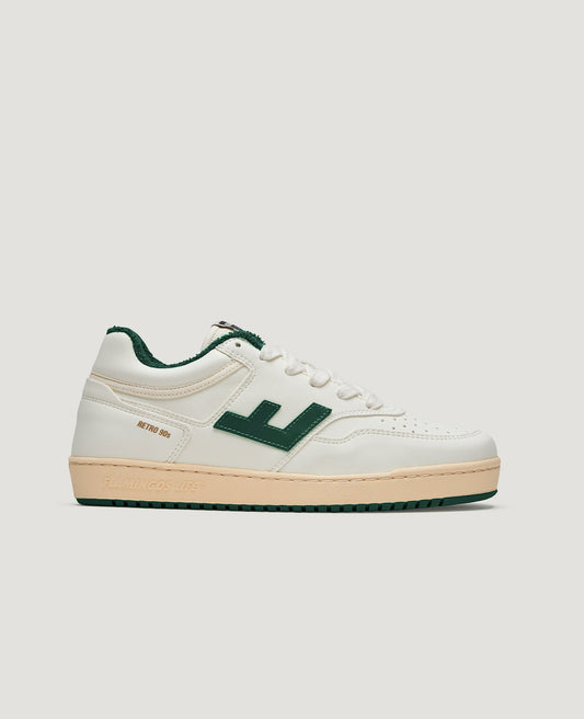 Baskets vegan en recyclé | blanc et vert "retro 90s pearl vanilla forest"