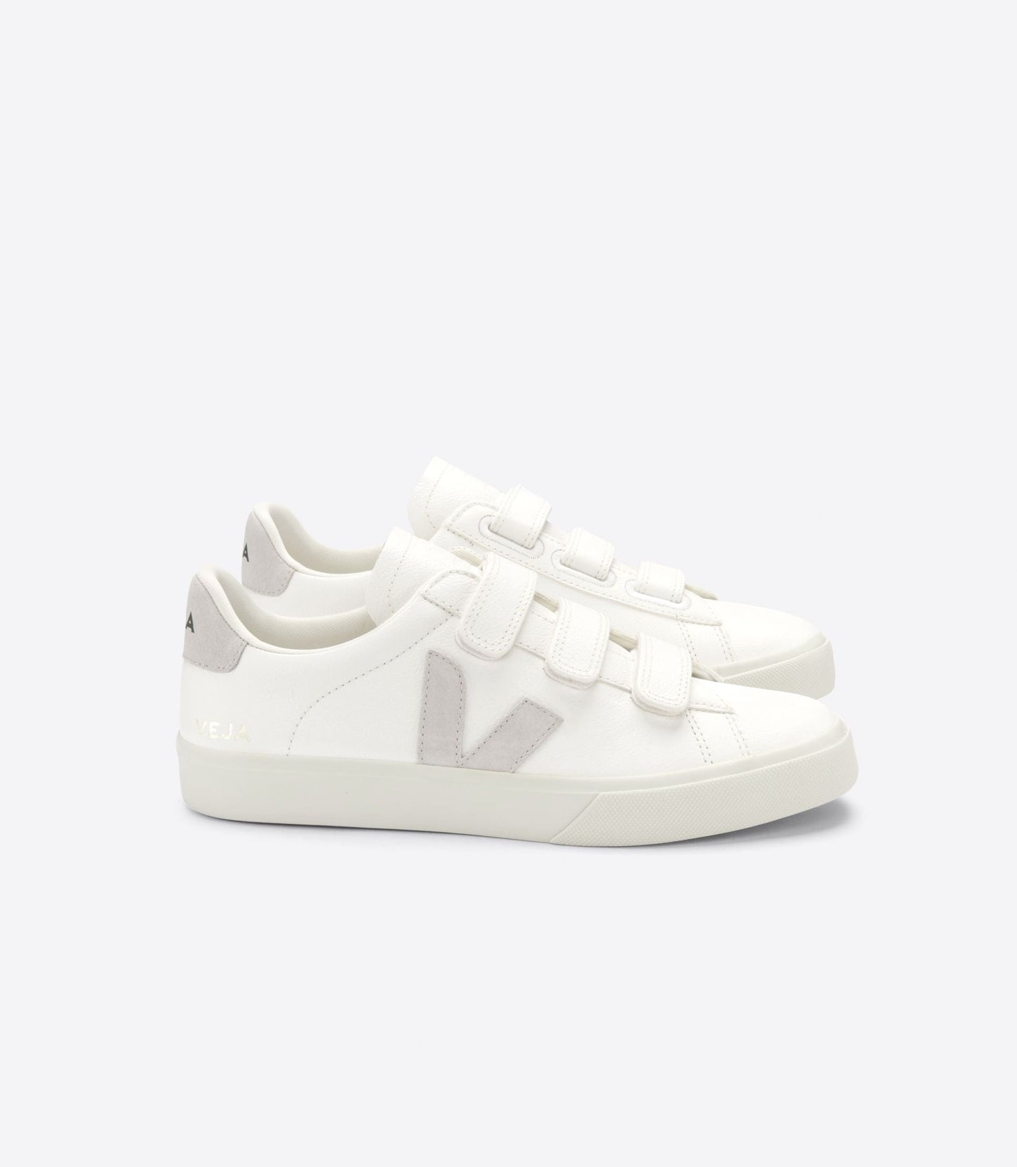 Baskets à scratchs en cuir sans chrome | gris "recife chromefree leather white natural"