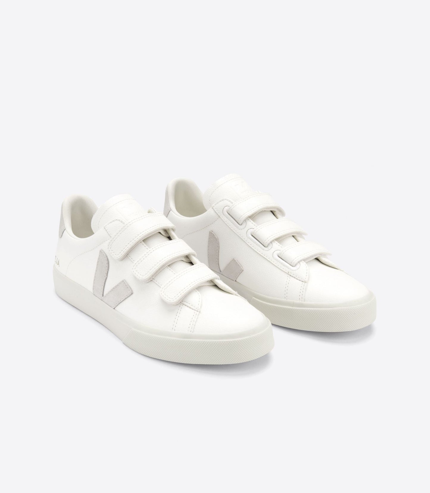 Baskets à scratchs en cuir sans chrome | gris "recife chromefree leather white natural"