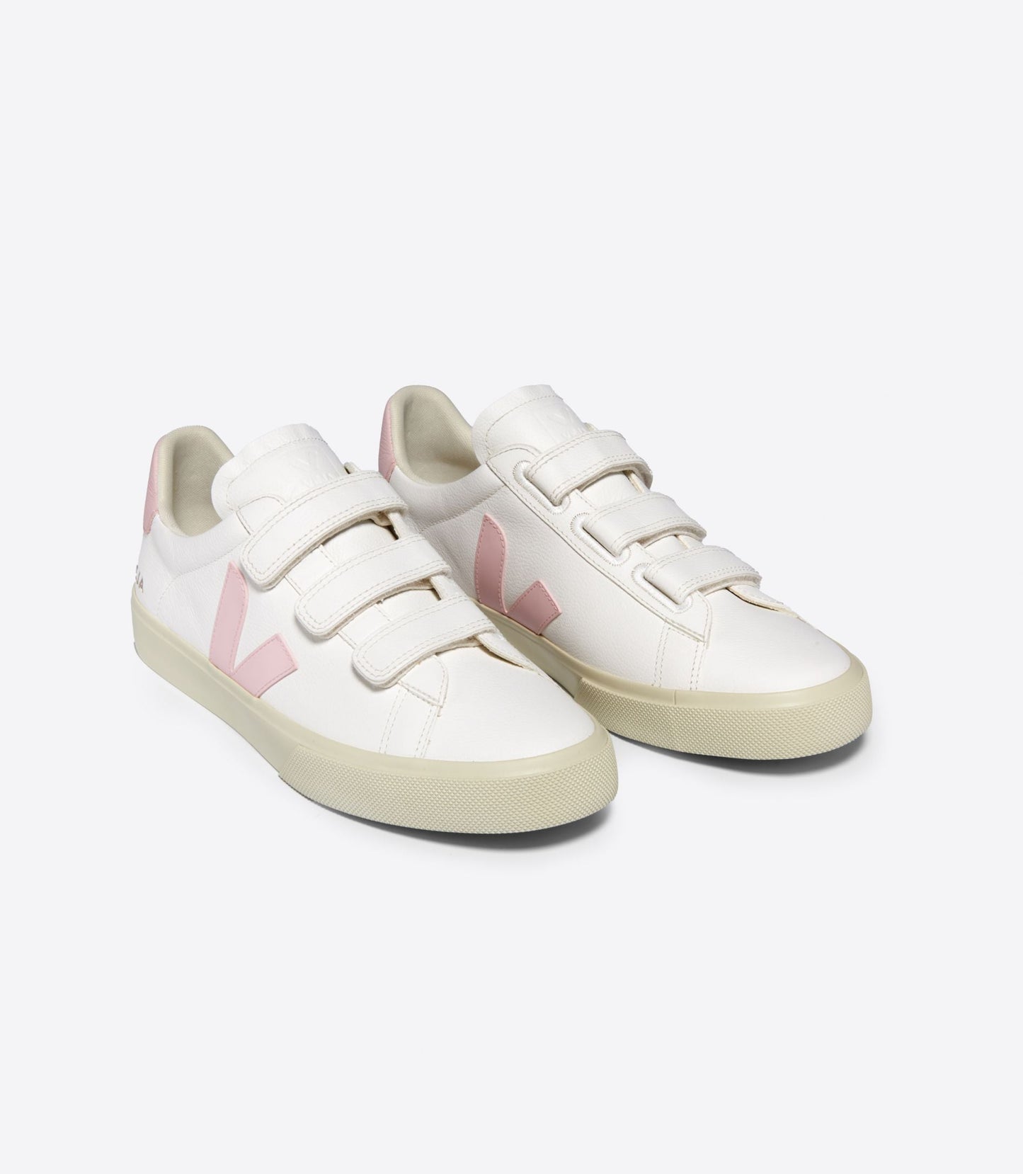 Baskets à scratch en cuir sans chrome | rose "recife chfree extra white petale"