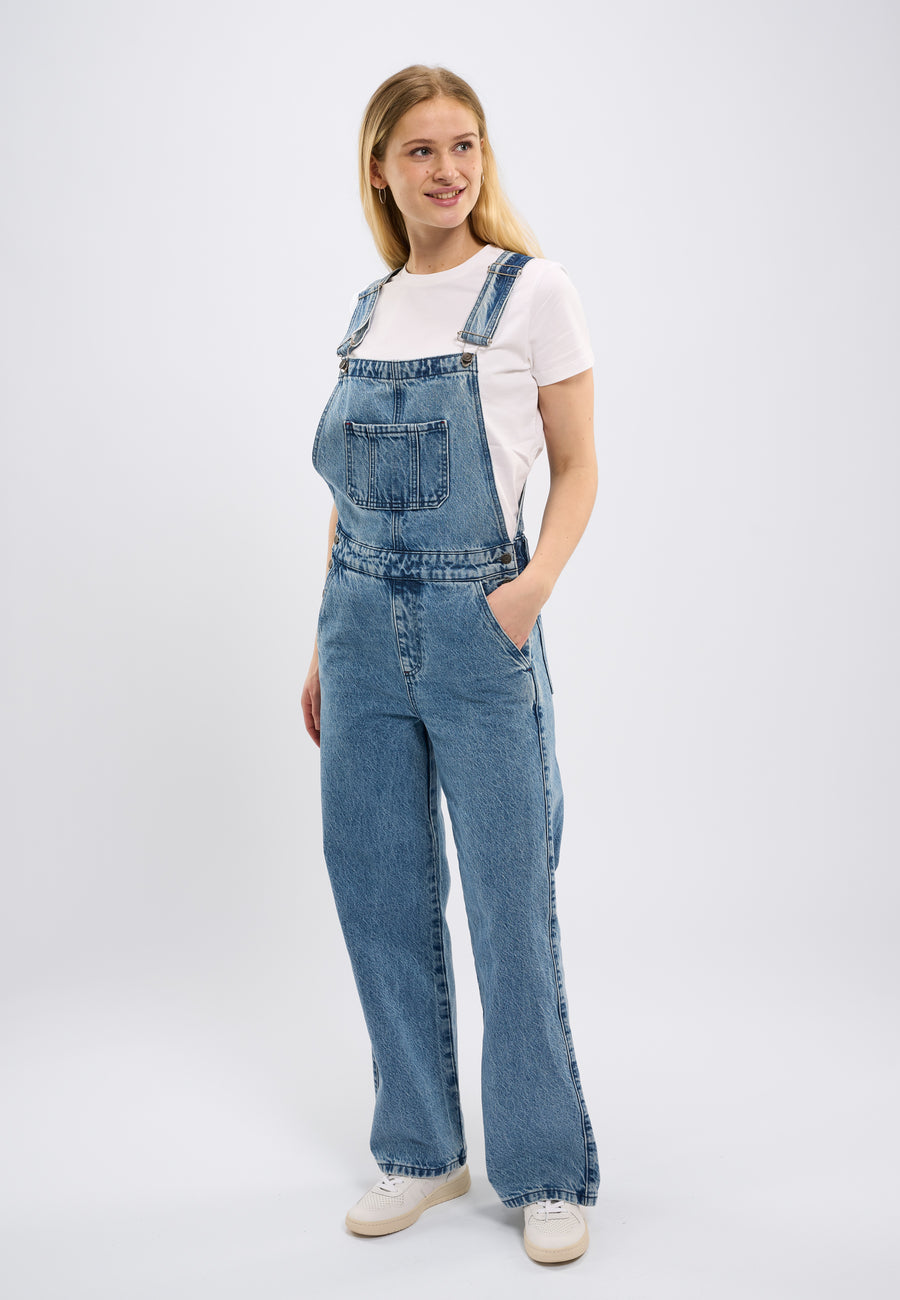 Salopette en jean en coton recyclé - reborn gale bibs jeans bleached stonewash