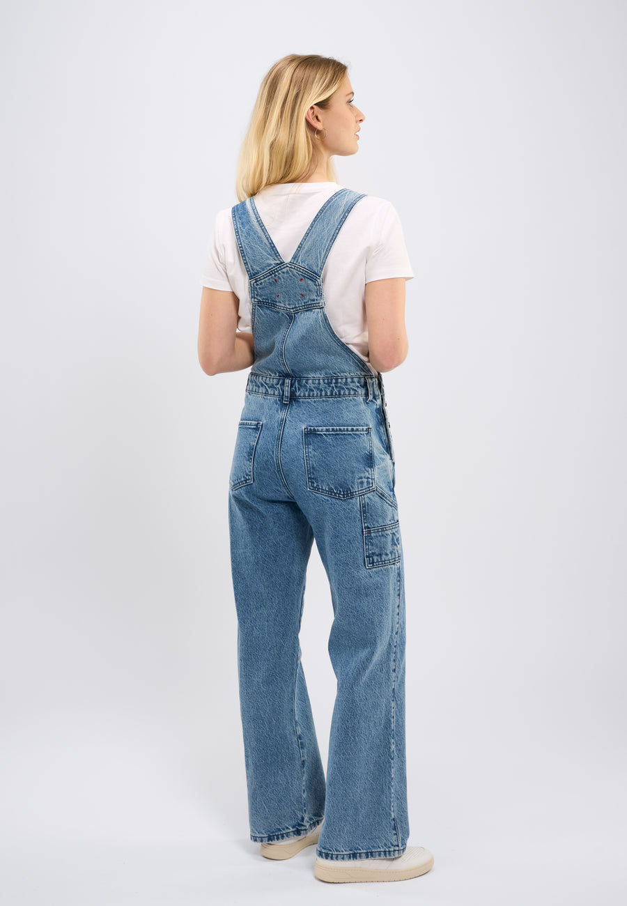 Salopette en jean en coton recyclé - reborn gale bibs jeans bleached stonewash
