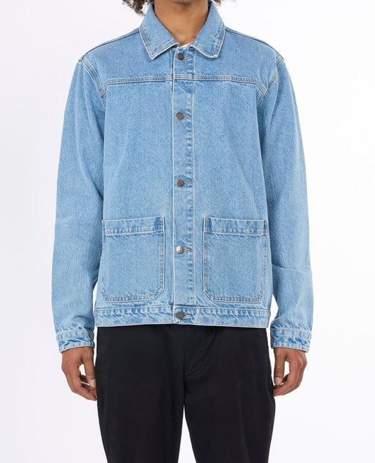 Veste en jean délavée en coton recyclé - denim jacket bleached stonewash