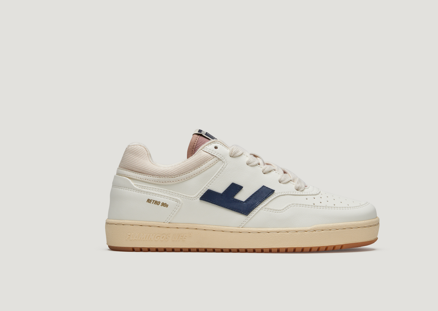 Baskets vegan en recyclé | Marine et caramel "retro 90s pearl navy caramel"