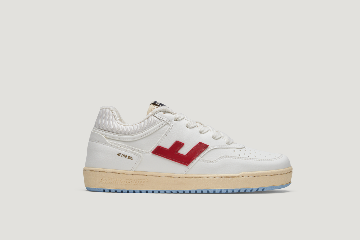 Baskets vegan en recyclé | blanc et rouge "retro 90s white cherry sky"