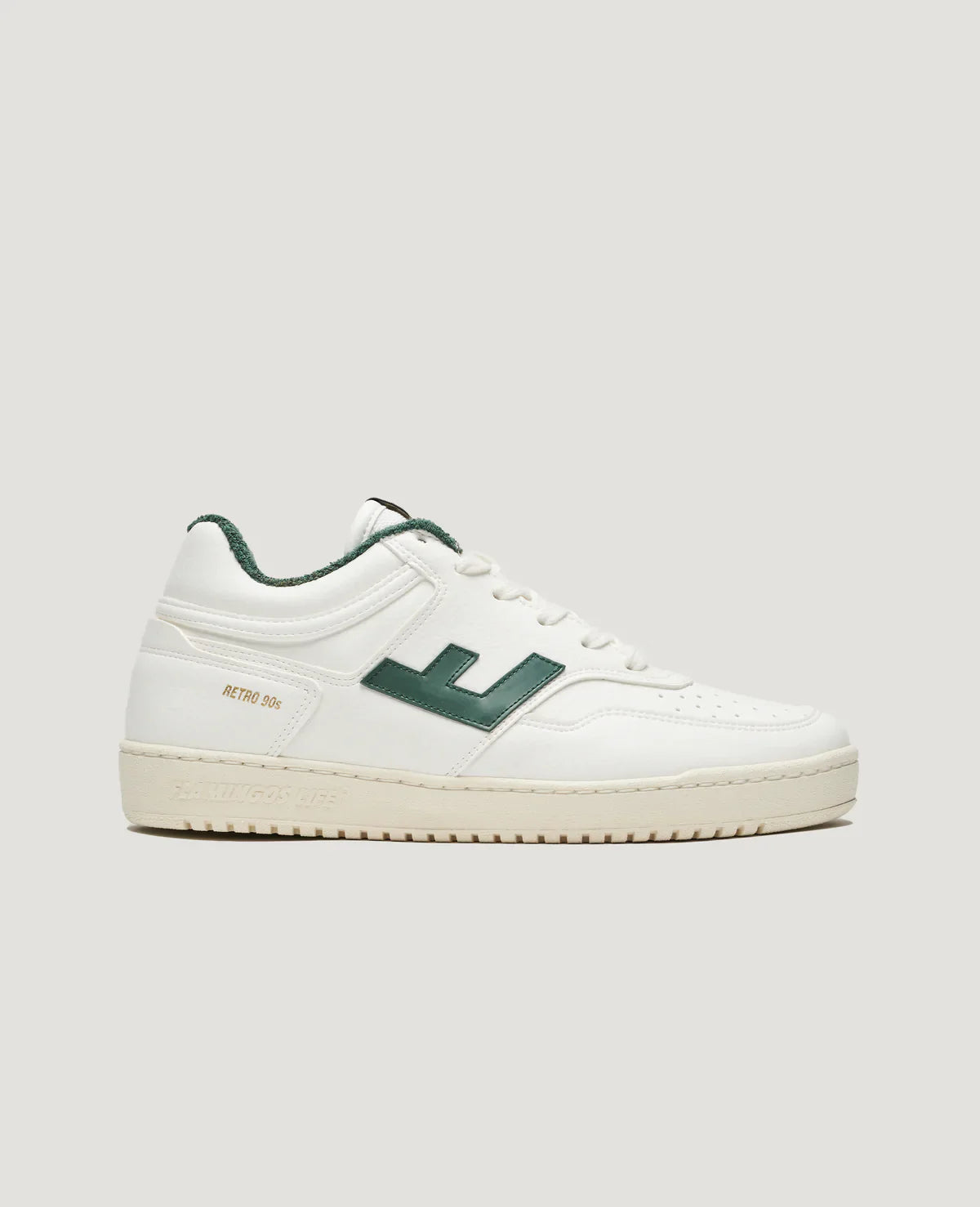 Baskets vegan en recyclé | blanc et vert "retro 90s white forest"