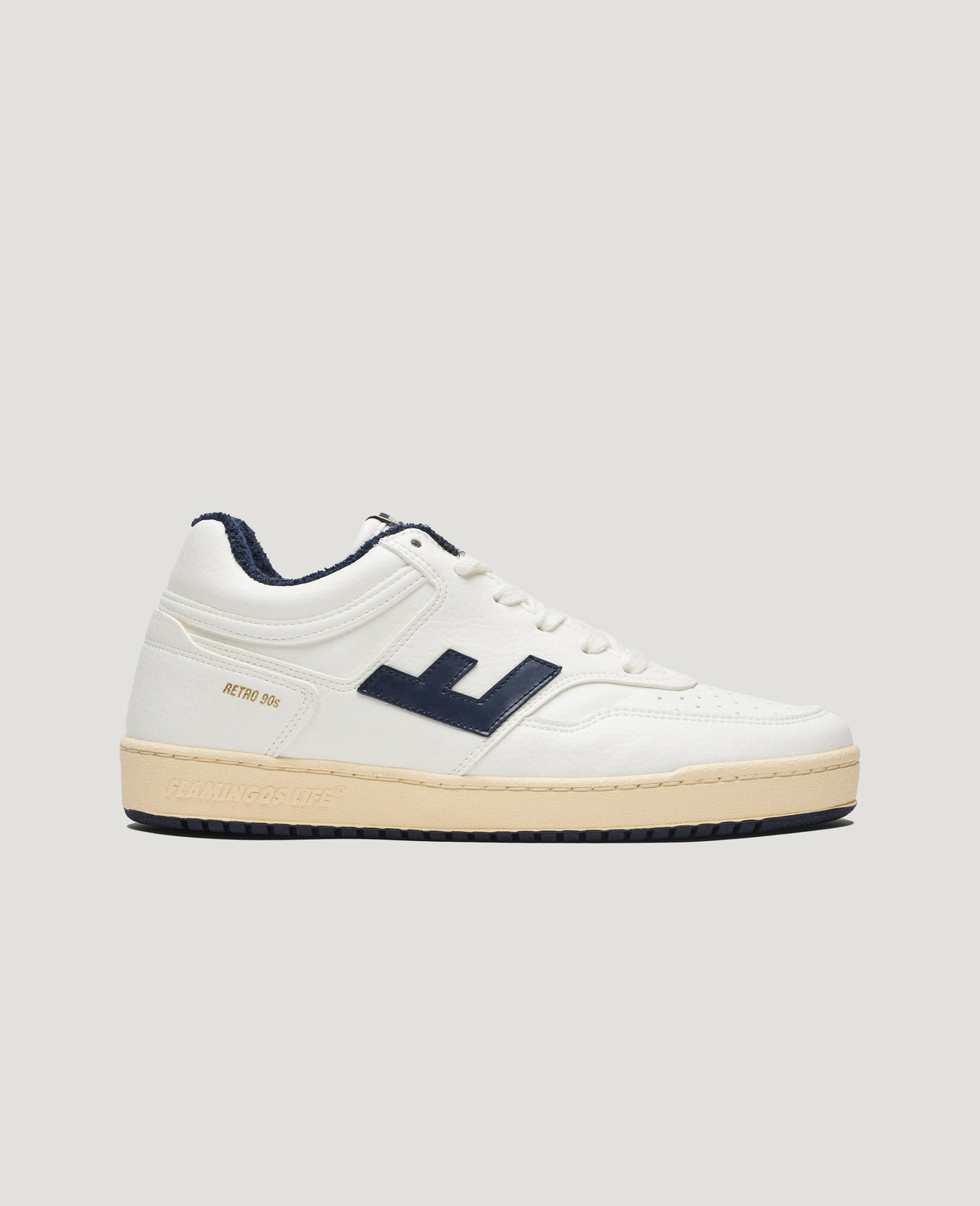Baskets vegan en recyclé | blanc et marine "retro 90s vanilla navy"