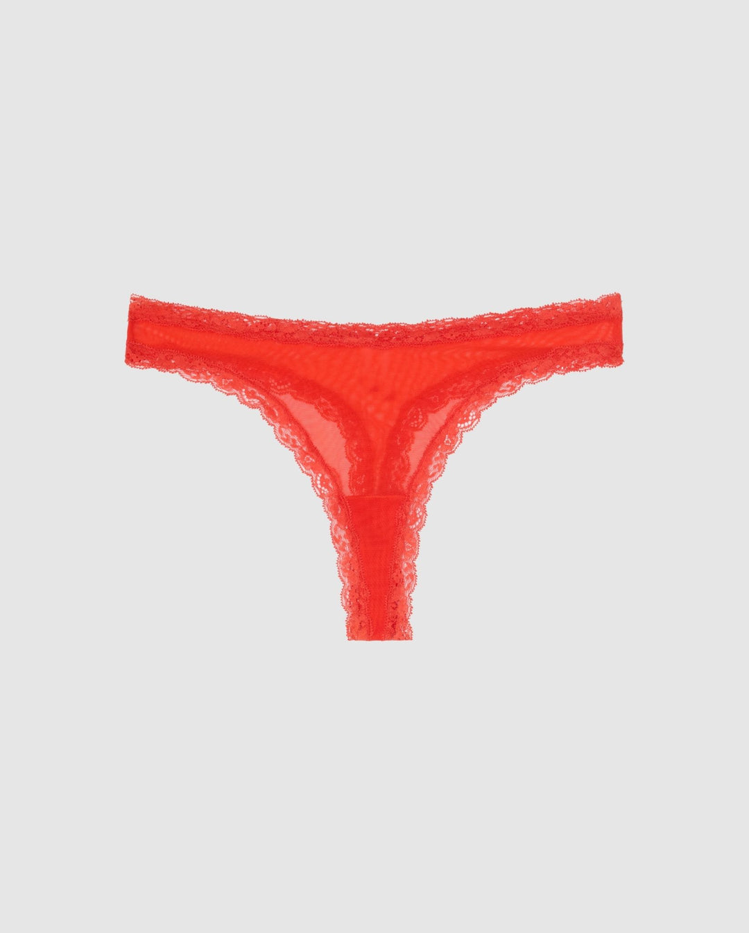 String en matières recyclées  | rouge "mesh lace trim thong - fiery red"