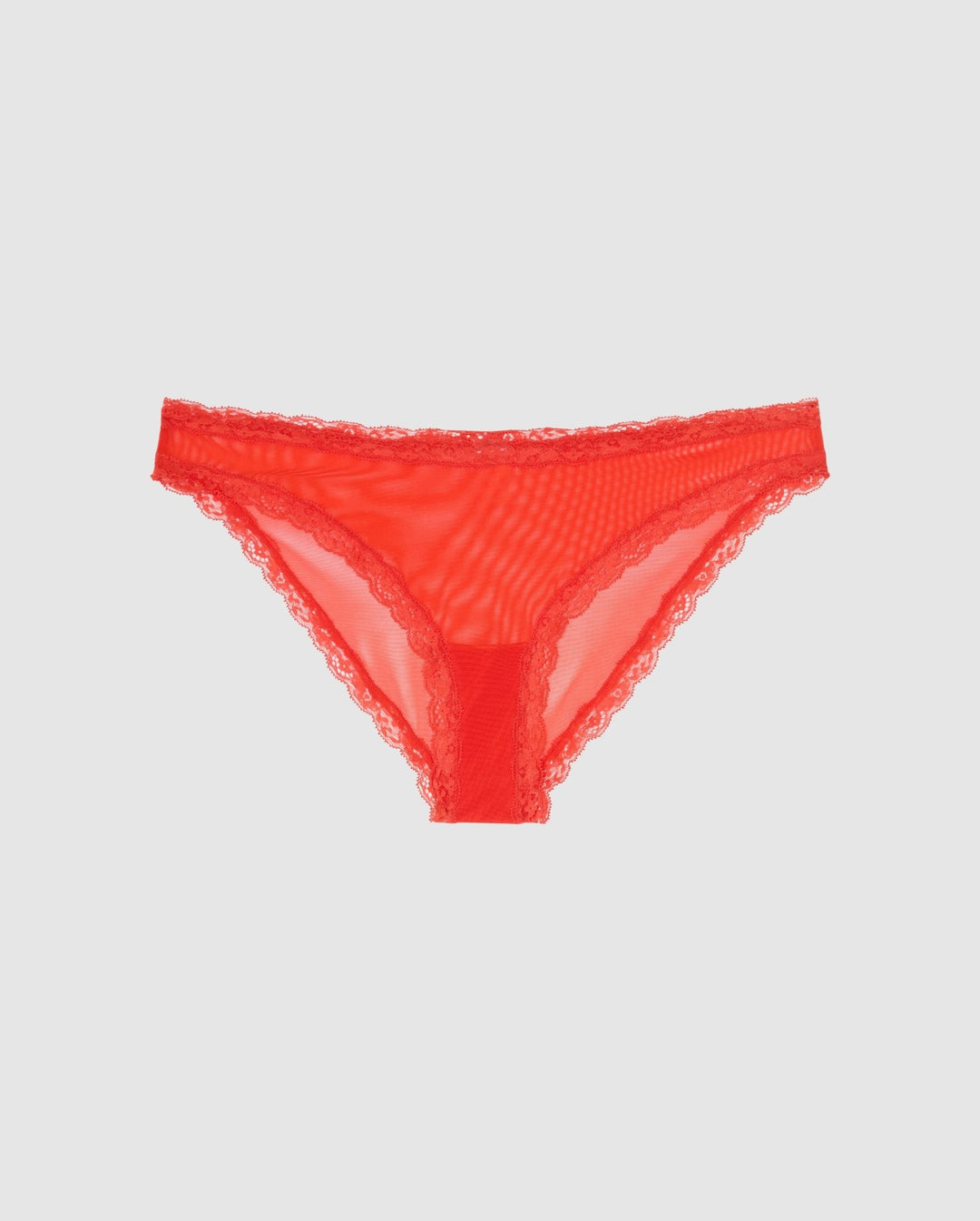 Culotte en matières recyclées | rouge "mesh lace trim bikini briefs - fiery red"