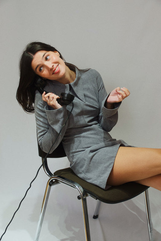 Robe made in france en matière upcyclée | gris "robe lara - gris"