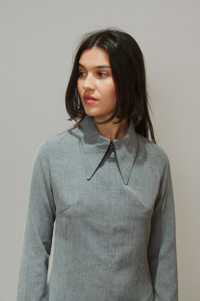 Robe made in france en matière upcyclée | gris "robe lara - gris"