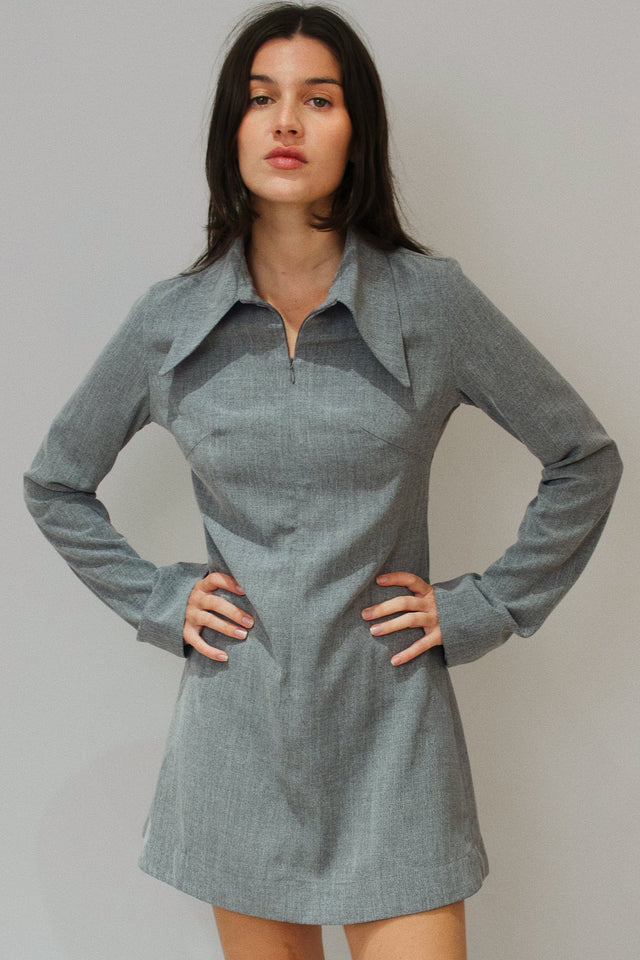 Robe made in france en matière upcyclée | gris "robe lara - gris"