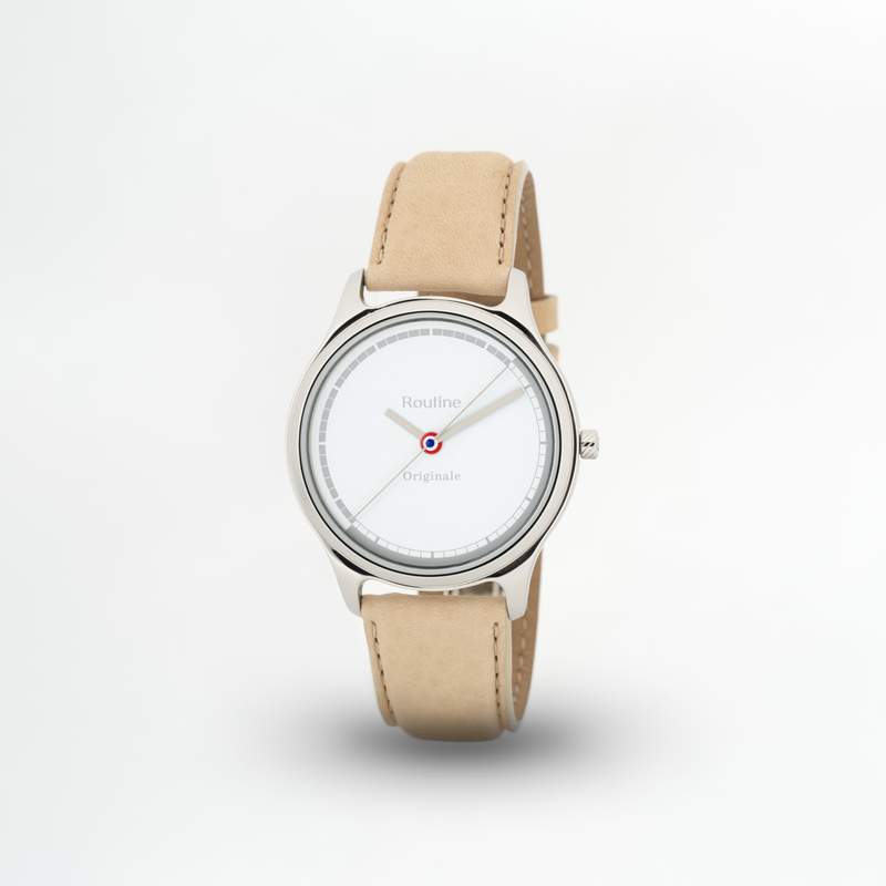 Montre Originale cadran sable bracelet crème