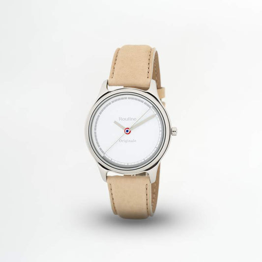 Montre Originale cadran sable bracelet crème