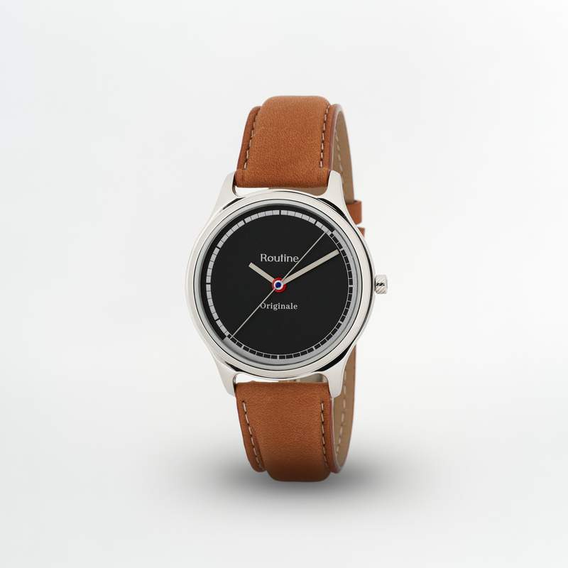 Montre Originale cadran bleu bracelet camel