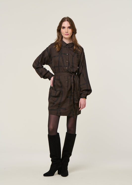 robe en coton bio et ecovero | marron "izua - kintsugi"