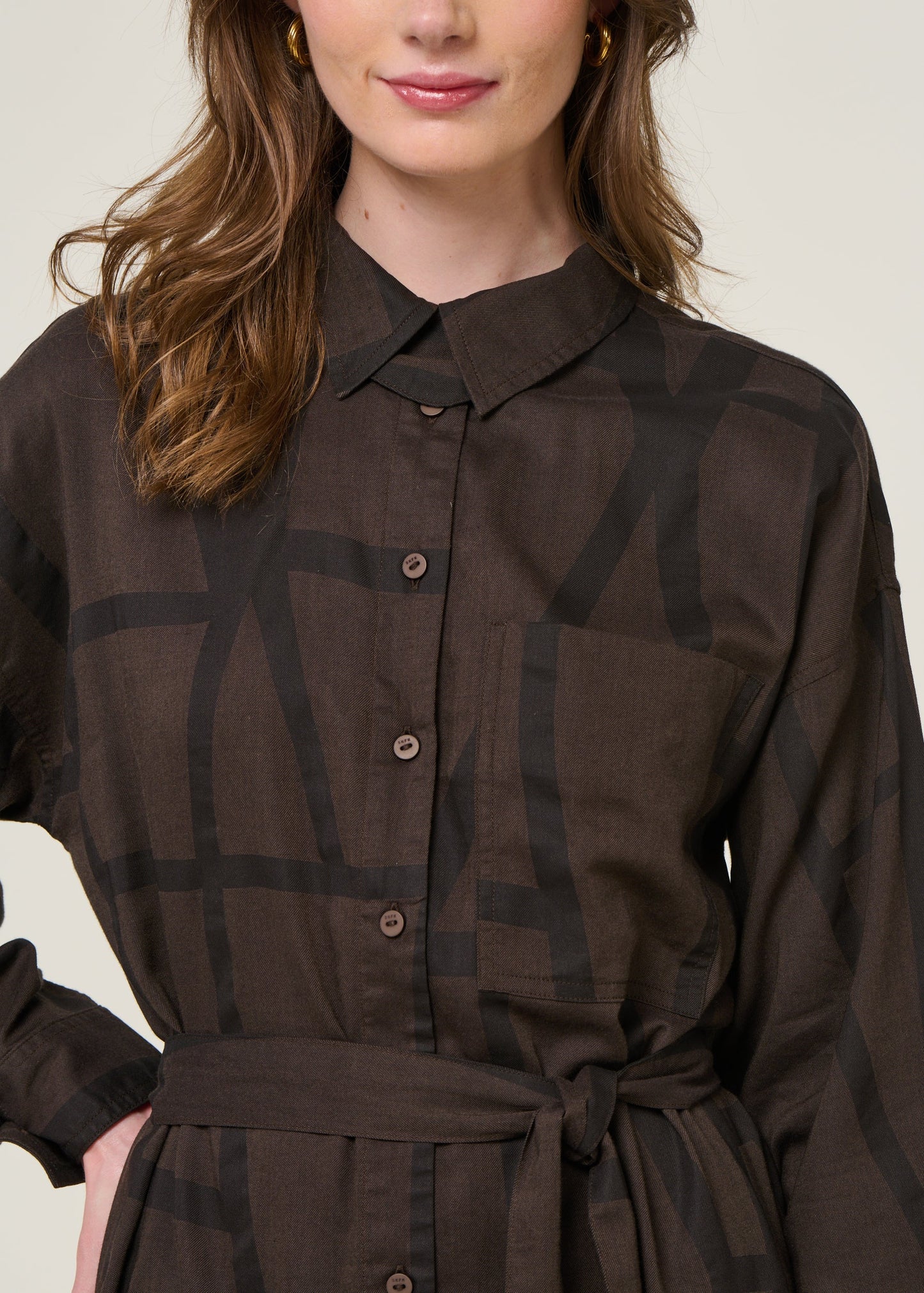 robe en coton bio et ecovero | marron "izua - kintsugi"