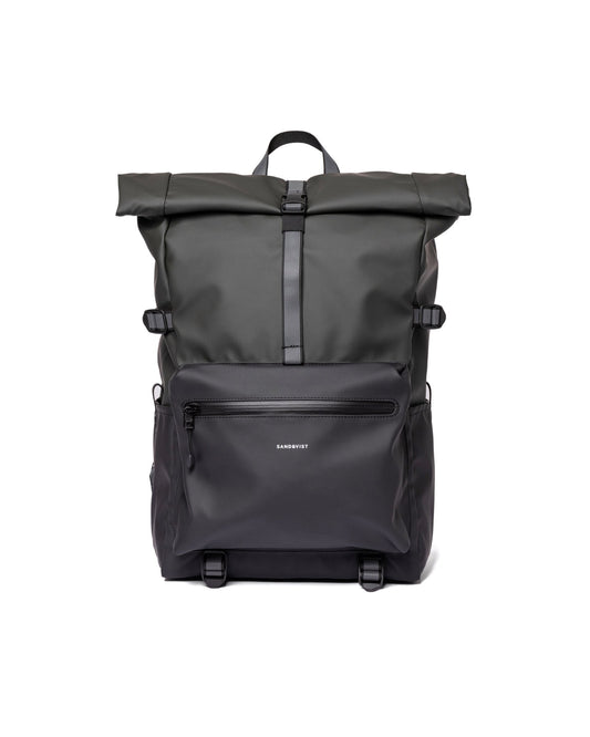 Sac à dos imperméable en matière recyclée | noir et vert "ruben 2.0 multi black dark green"