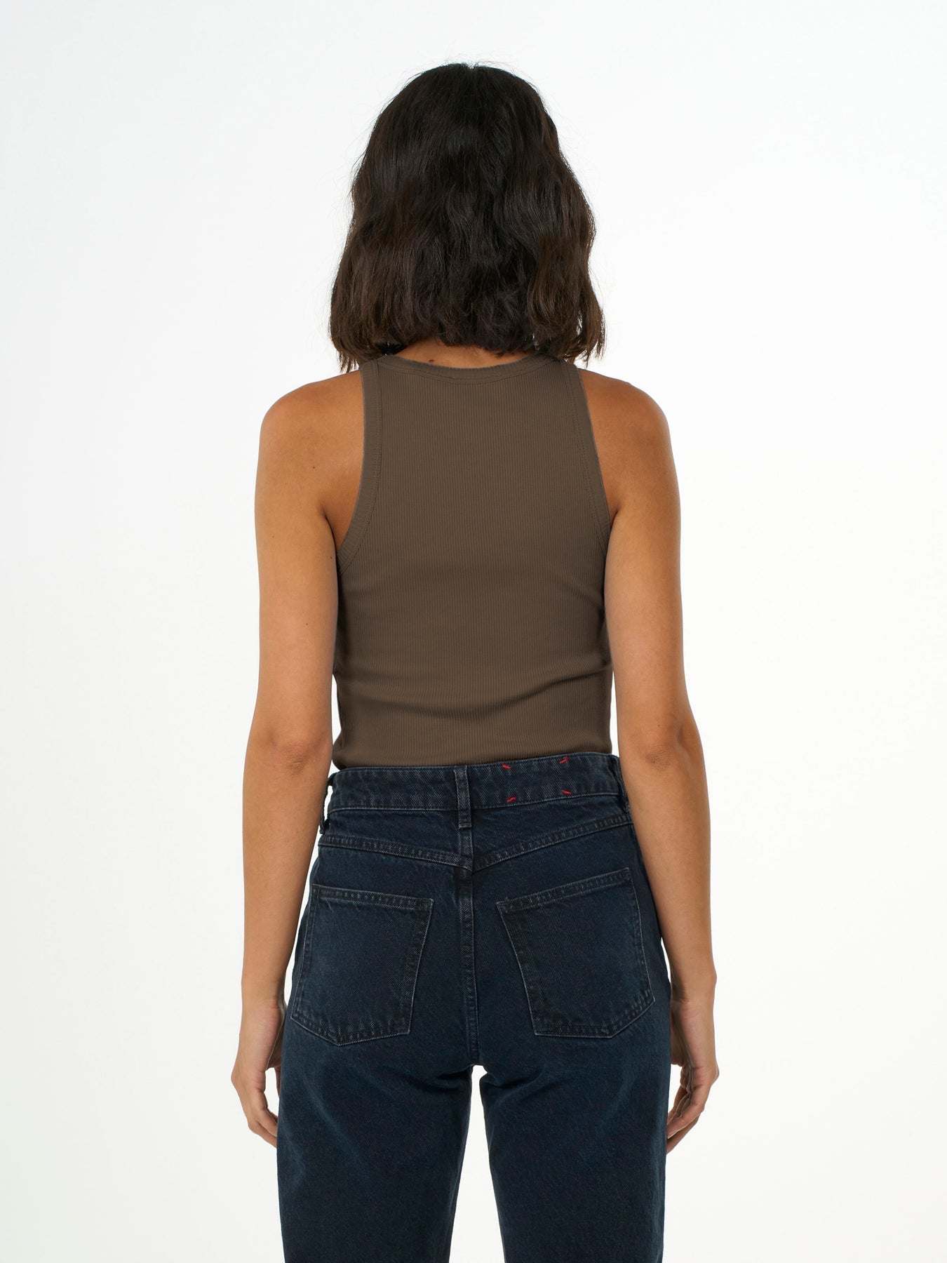 Débardeur côtelé en coton bio | Marron "racer rib top cub"