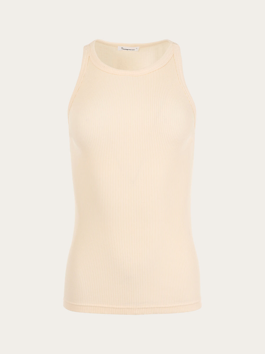 Débardeur écru côtelé en coton bio - CANNA racer rib top buttercream