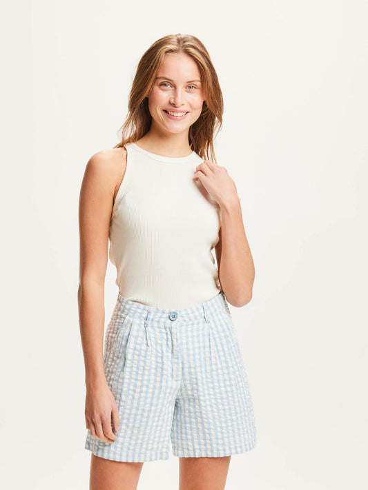 Débardeur écru côtelé en coton bio - CANNA racer rib top buttercream