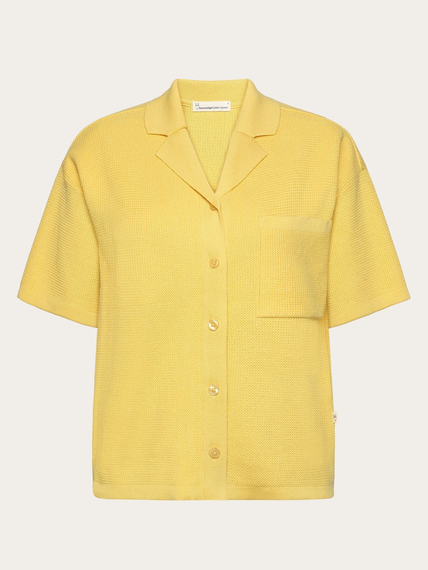 Chemise en coton biologique | jaune "racking stitch short sleeved shirt - 1482 yarrow"