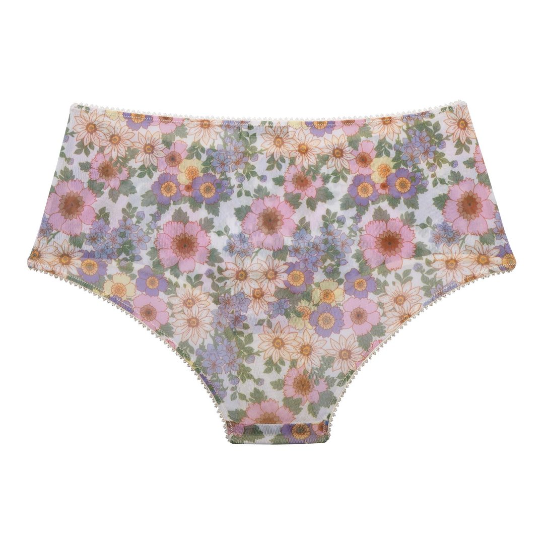 Culotte taille haute fleurie en polyamide recyclé - Rania