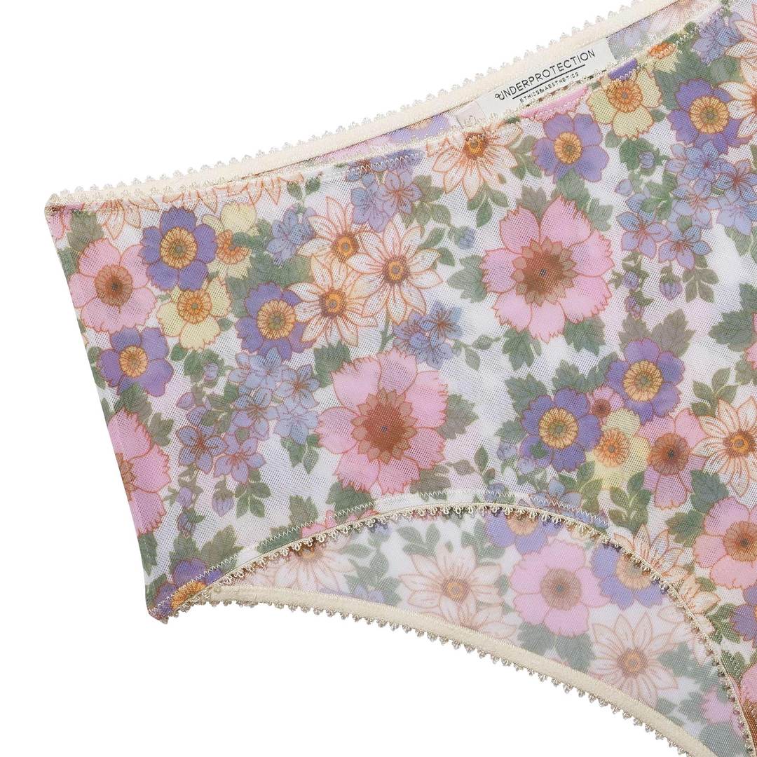 Culotte taille haute fleurie en polyamide recyclé - Rania