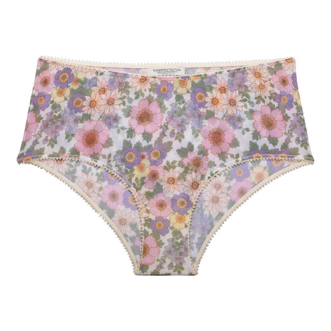 Culotte taille haute fleurie en polyamide recyclé - Rania