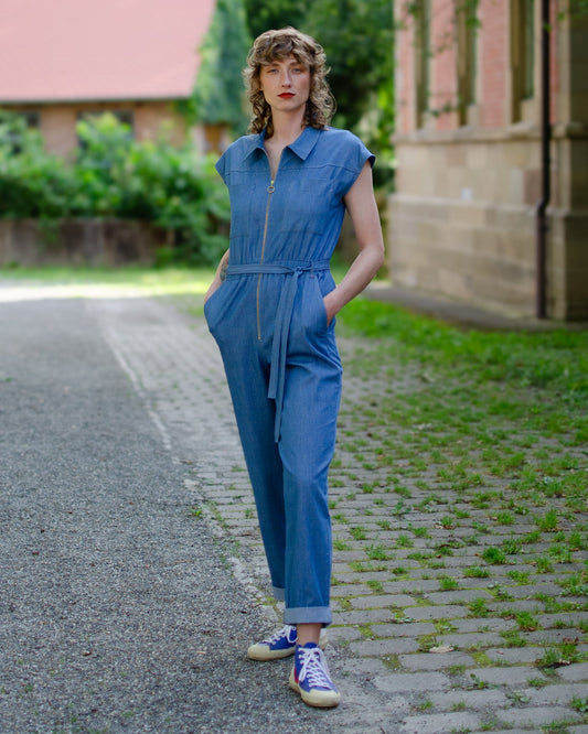 Combinaison en coton bio | bleu "Rapid racer jumpsuit - blue"