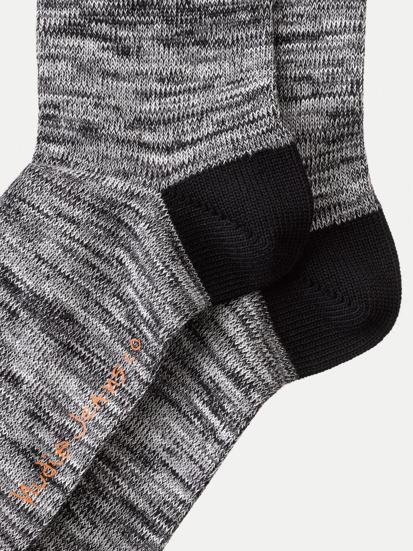 Chaussettes hautes noir chiné en coton bio - rasmusson black