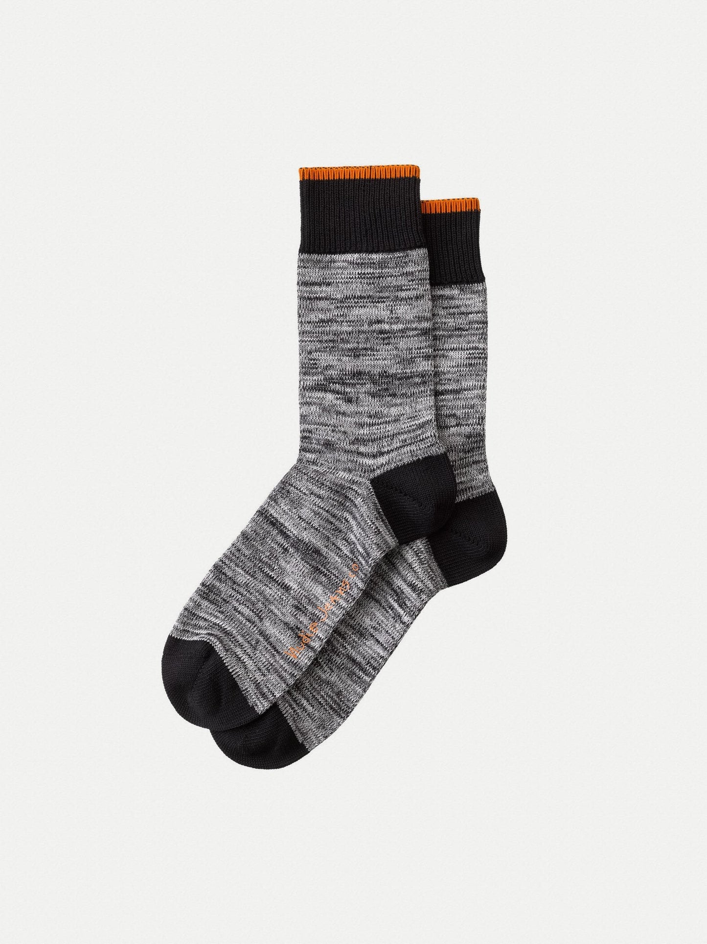 Chaussettes hautes noir chiné en coton bio - rasmusson black