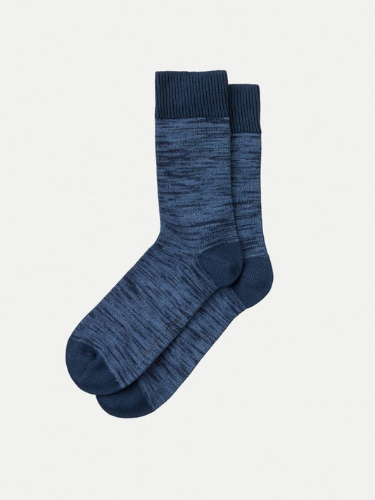 Chaussettes hautes bleu chiné en coton bio  - rasmusson blueberry
