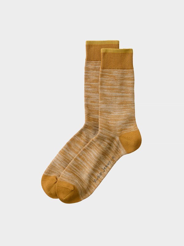 Chaussettes hautes camel chiné en coton bio  - rasmusson camel