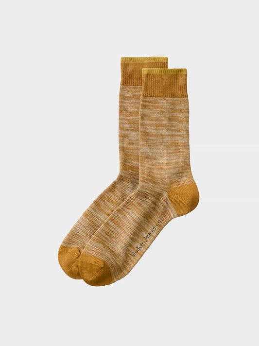Chaussettes hautes camel chiné en coton bio  - rasmusson camel