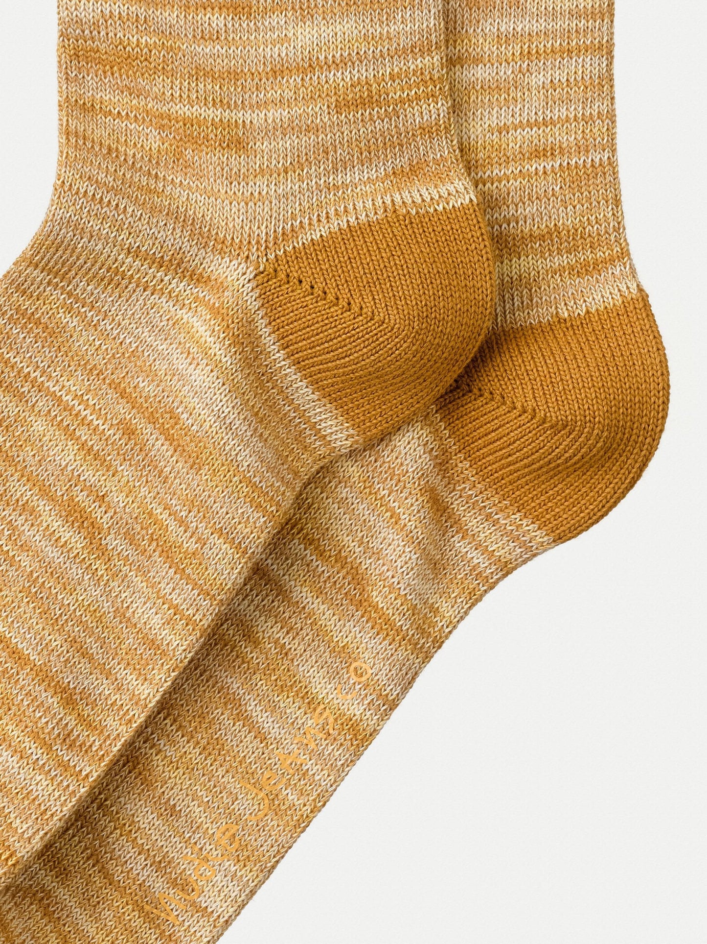 Chaussettes hautes jaune chiné en coton bio - rasmusson faded sun