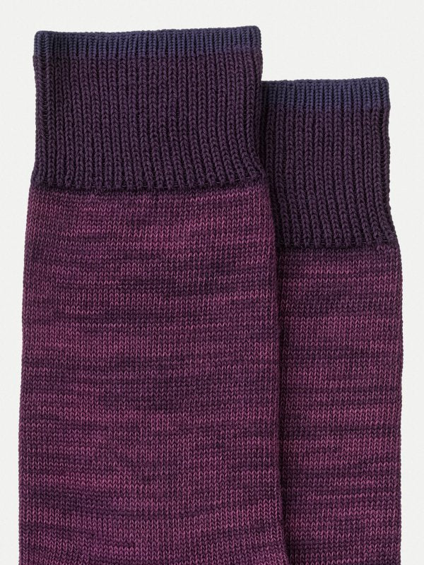 Chaussettes hautes violet chiné  en coton bio - rasmusson